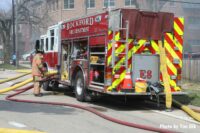 Open compartments on a fire truck