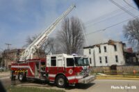 Aerial device in use at Rockford fire