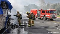 Fire apparatus and firefighters at the scene of this fire in L.A.