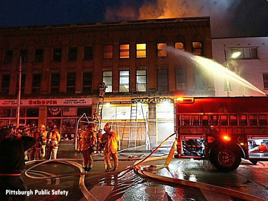 Firefighters at four-alarm Pittsburgh fire