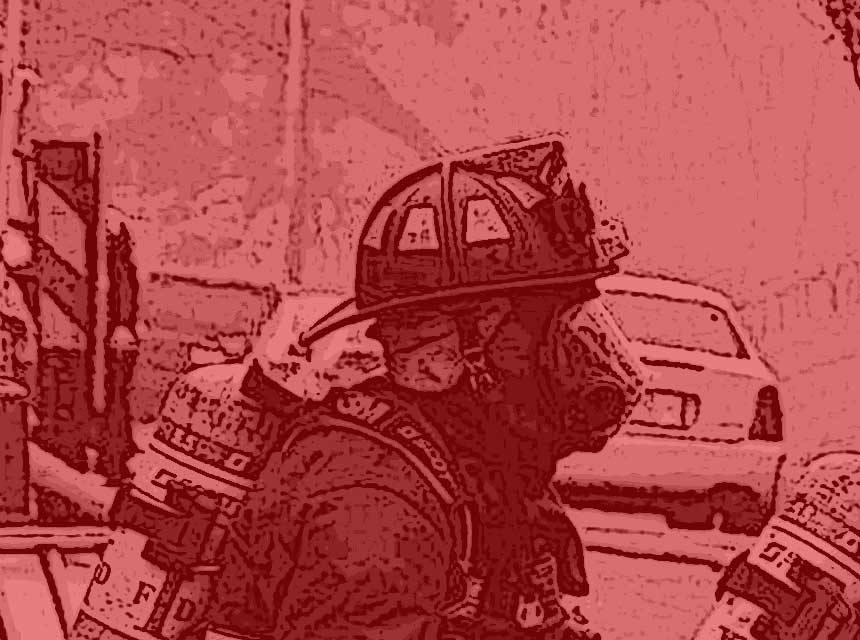 Firefighter in profile