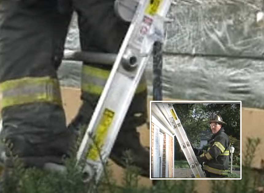 Mike Ciampo providing firefighter training on ladder locks