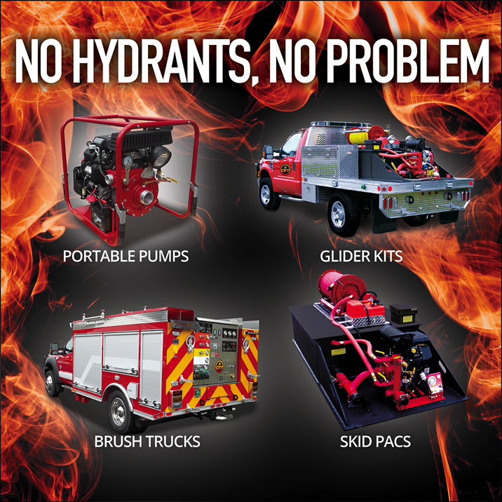 CET manufactures portable pumps, skid units, brush trucks and more to allow fire departments to Adapt, Improvise & Extinguish fire in almost any scenario where hydrants are scarce and static water resources maybe all you have to work with. CET- providing fire ground solutions since 1908!
