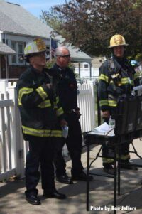 Incident command post at the scene of the Bayonne fire