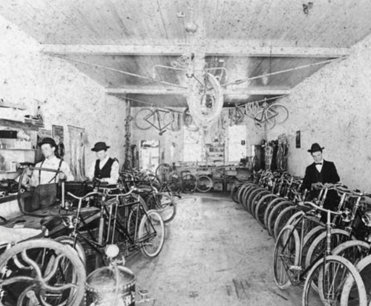 This photo, taken around 1890, shows the second floor of the fire building. Looking at the ceiling, you can see the inverted king post roof trusses that were set into joist sockets in the B- and D-side walls. T1 used the rear door in the photo to escape deteriorating conditions by going out to a second-floor deck. 