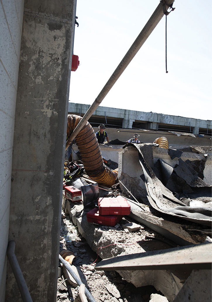 An overview of the structural collapse after the explosion. 