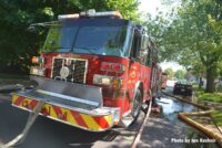 Fire apparatus at the scene of the house fire