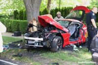 Vehicle smashed against a tree