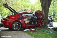 Extrication tool at the scene of the vehicle