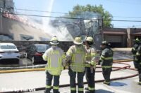 Command staff observing fireground operations