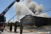 Elevated water streams following a 3-11 alarm fire