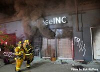 Smoke emerges from a building L.A.