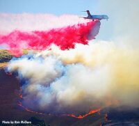 Tanker drops fire retardant on Lime Fire