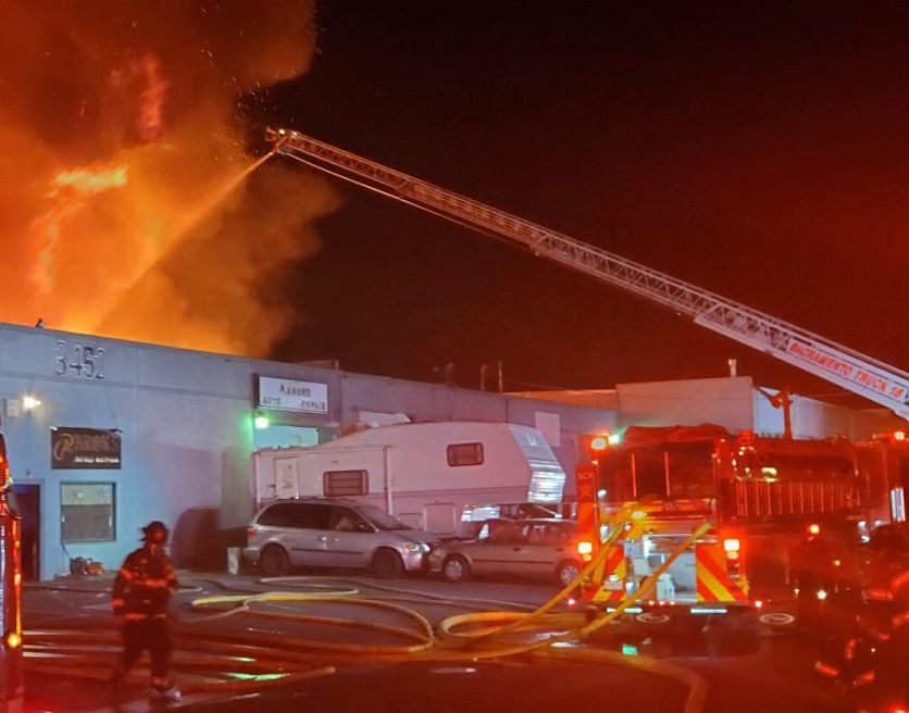 Aerials working at huge Sacramento Fire