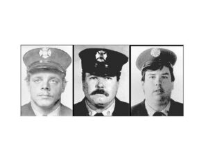 Firefighters Harry S. Ford and Brian D. Fahey of Rescue 4 and John J. Downing of Ladder 163