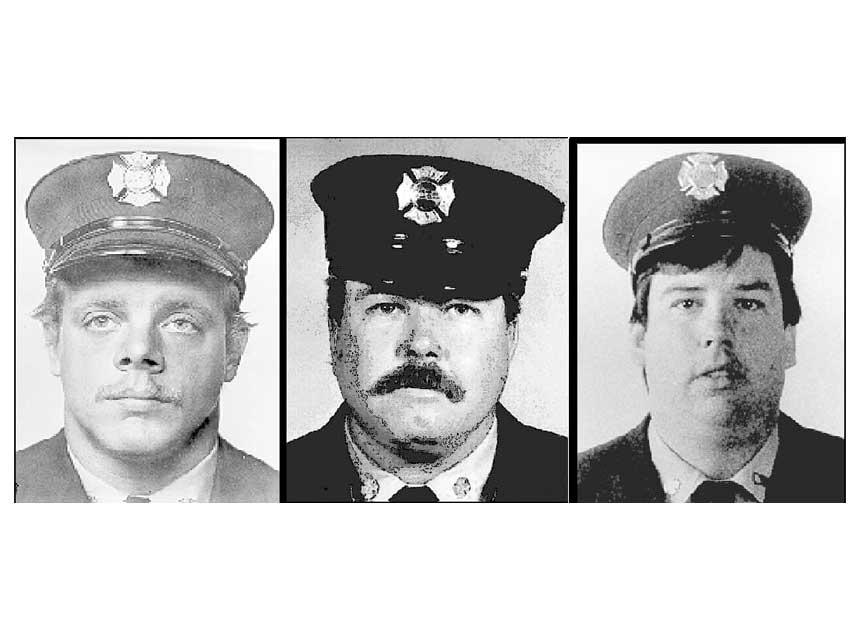 Firefighters Harry S. Ford and Brian D. Fahey of Rescue 4 and John J. Downing of Ladder 163