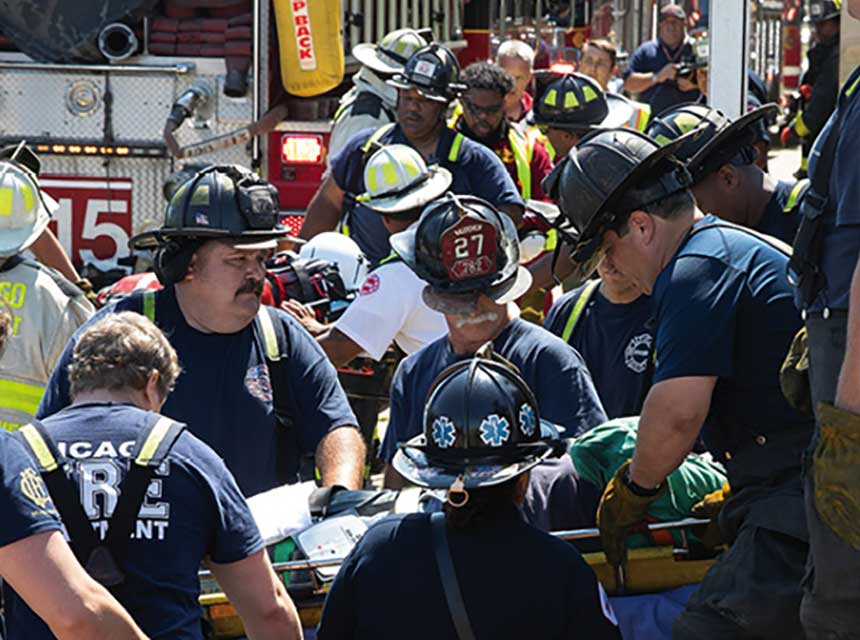 Chicago firefighters respond to explosion and collapse