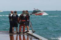 Chicago fire officials and helicopter