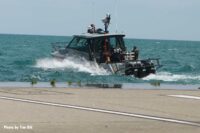 Chicago fire boat with team members