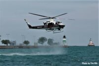 Chicago Fire Department helicopter over water