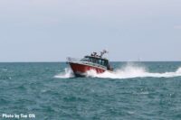 Chicago fireboat in the water