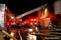 LAFD aerial at structure fire in Panorama City