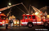 LAFD rigs and elevated master streams