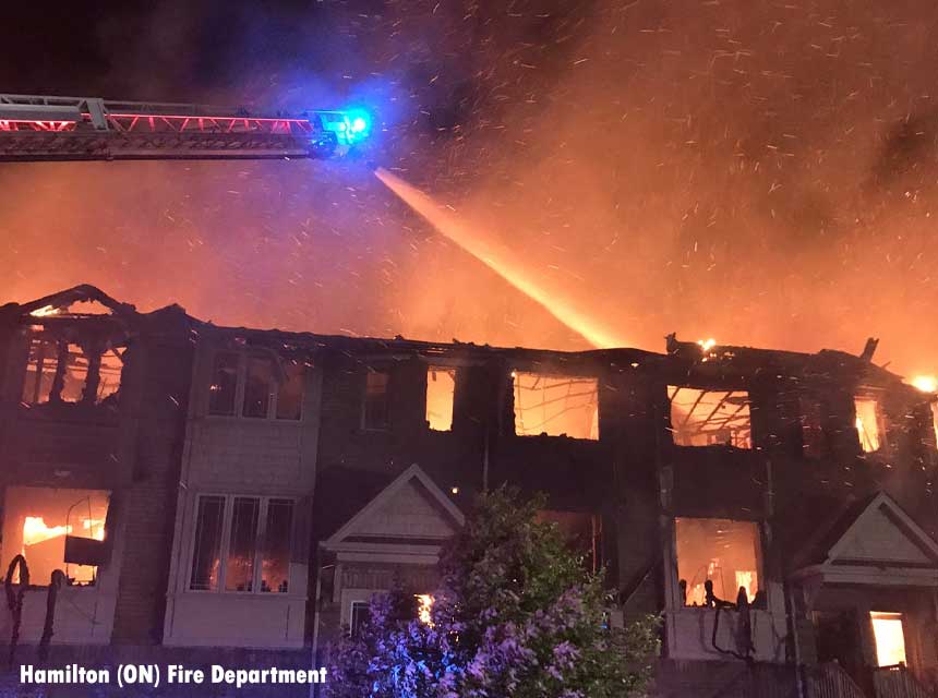 Town house fire in Hamilton, Ontario