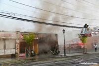 Smoke showing from a storefront