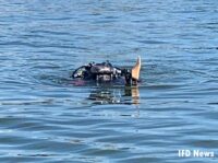 Prosthetic leg floating in water