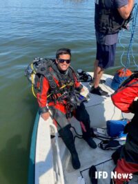 IFD dive team member with recovered leg