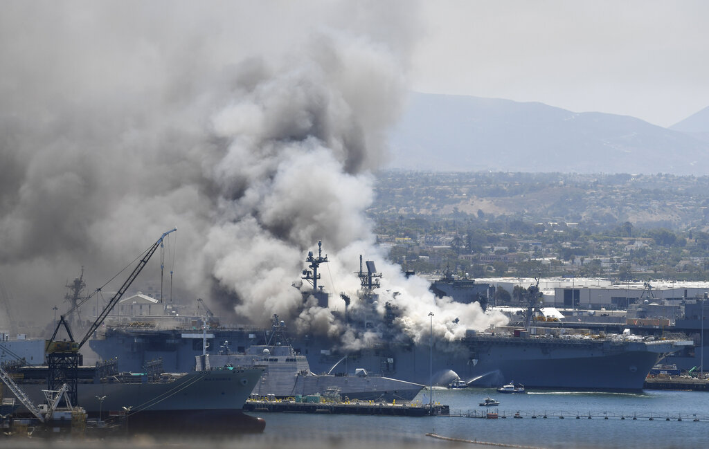 Navy Ship fire in San Diego