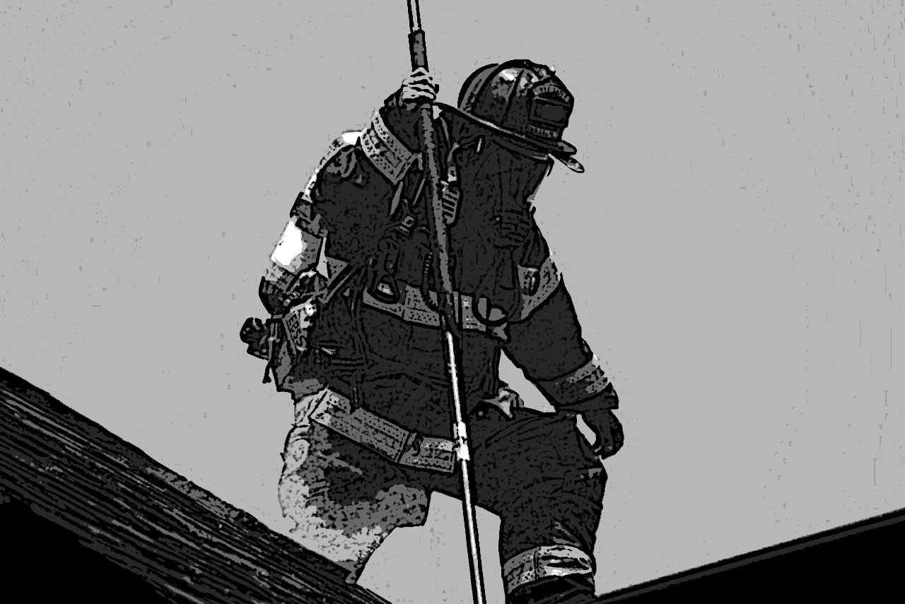 Firefighter on a roof