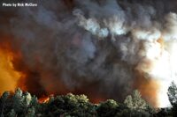 Dark wildfire smoke in California