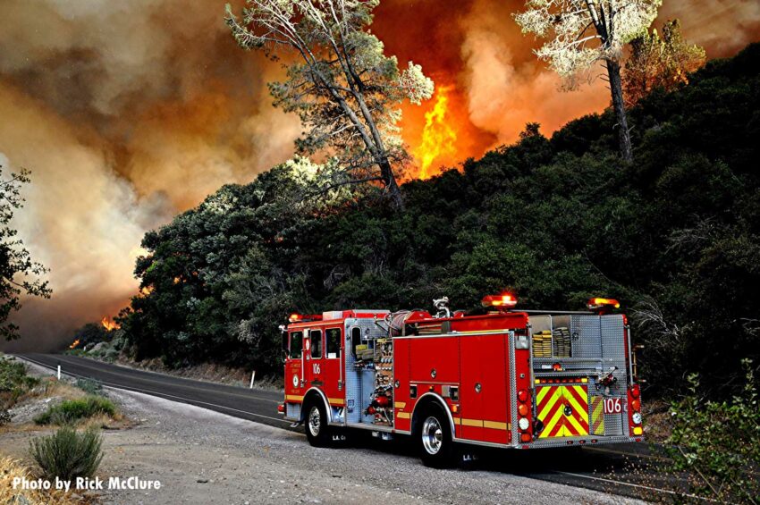 Fire truck at wildfire