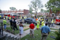 People near the scene of the blast