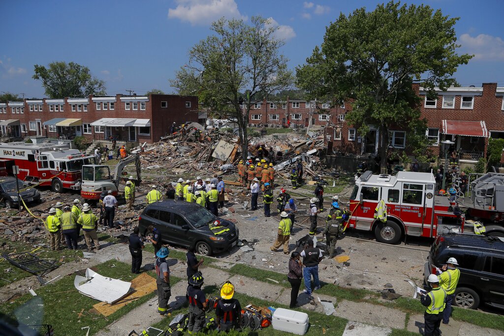 The aftermath of an explosion in Baltimore