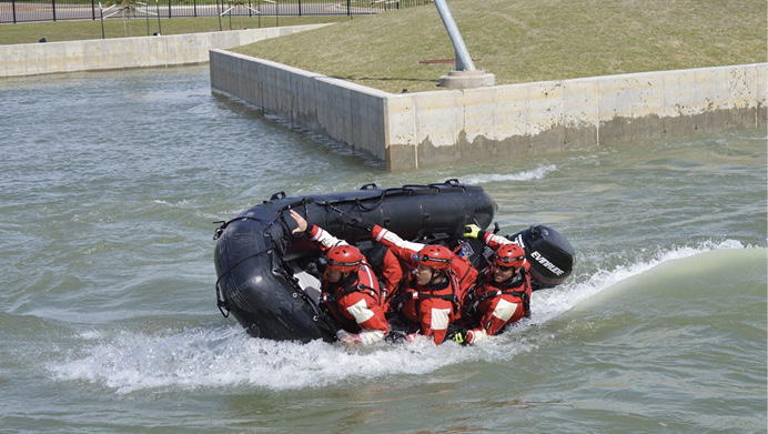 Crew coordination is essential when executing maneuvers in a boat. The crew must work together and communicate to ensure proper boat handling. All three members leaning into the turn allows the boat to corner much more efficiently.