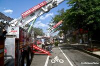 View of apparatus lineup at the fire