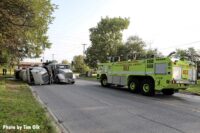 Chicago ARFF truck and rolled-over tanker truck