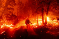 Firefighter in California wildfire