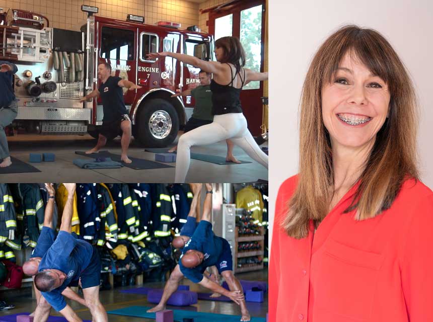 Shannon McQuaide of FireFlex Yoga training firefighters