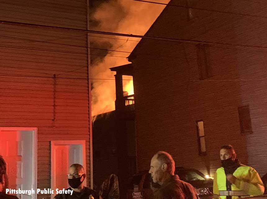 View of flames at the fire in Pittsburgh