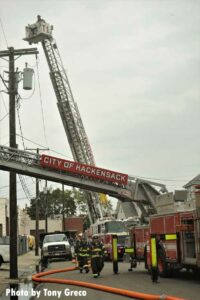 Aerial devices in use at fire