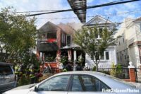 FDNY firefighters at scene of fire in Queens