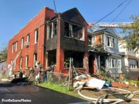 Damage to building after fire in Queens