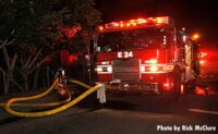 Fire apparatus hooked up to a hydrant in Los Angeles