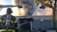 Elevated streams pouring water into the building