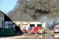 Fire apparatus outside industrial building in Gary, Indiana