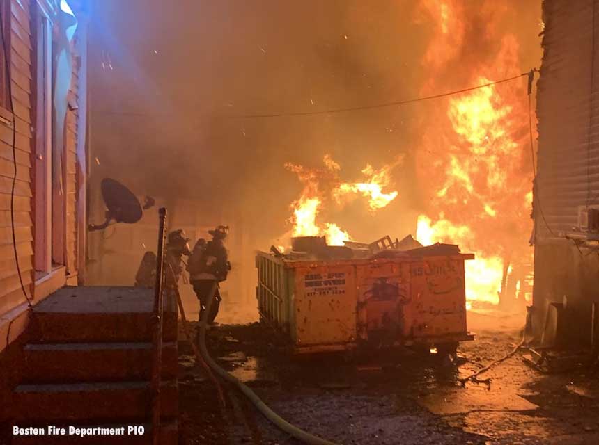 Firefighters confront raging flames in Boston